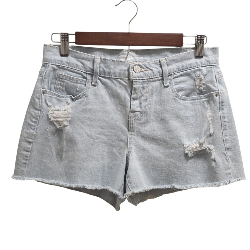 Old‎ Navy Womens Boyfriend Shorts 2 Mid Rise Distressed Denim
